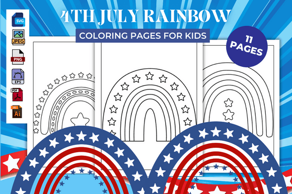 Brighten Up Independence Day with 4th July Rainbow Coloring Pages – Ready for KDP and Family Fun