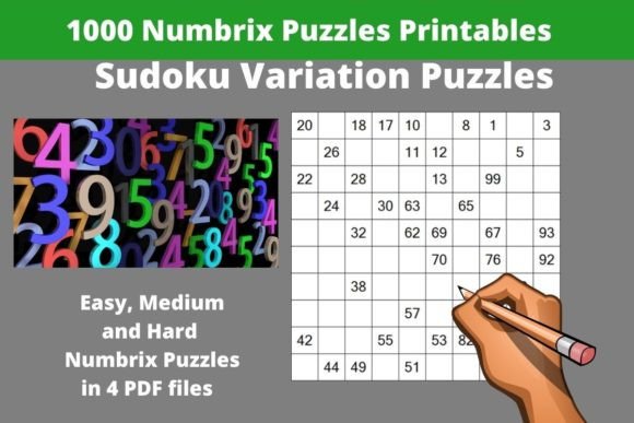 Easy, Medium and Hard Numbrix Puzzles