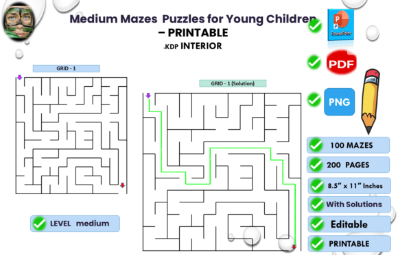 Medium Mazes Puzzles for Young Children: Ready KDP Interior