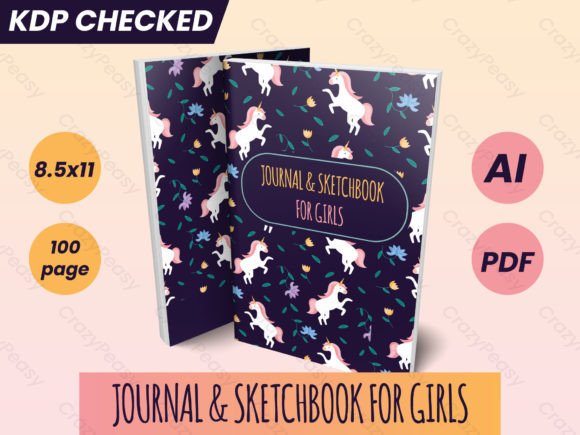 Unicorn Journal Sketchbook Girls Cover